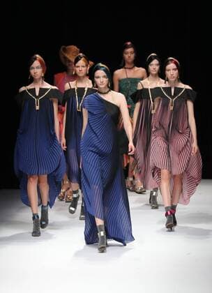 October 21, 2016, Tokyo, Japan - A model displays a creation of Japanese designer Yuma Koshino at her 2017 spring summer collection in Tokyo as a part of Japan Fashion Week on Friday, October 21, 2016.  (lwxa005633)