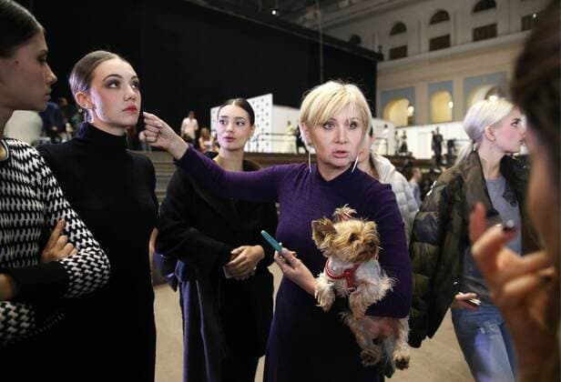 MOSCOW, RUSSIA - OCTOBER 21, 2016: Russian fashion designer Alina Assi (C) seen ahead of a runway show for her Spring Summer 2017 collection at the 2016 Moscow Fashion Week, in Moscow s Gostiny Dvor Shopping and Exhibition Centre. Artyom Geodakyan TASS  TS0352CE