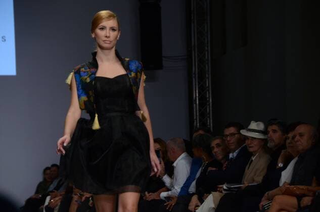 Greece: Second day of 10th AXDW in Athens A model wears a creation of Tassos Mitropoulos fashion designer. Second day of the 10th Athens Xclusive Designers Week fashion event in Athens with many Greek fashion designers showcasing their creations.  GeorgexPanagakis