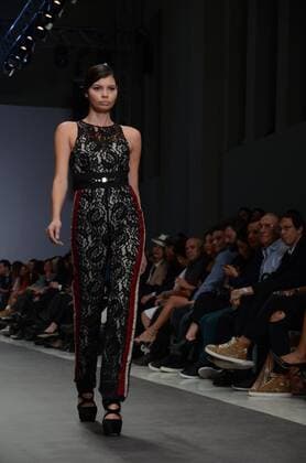 Greece: Second day of 10th AXDW in Athens A model wears a creation of Tassos Mitropoulos fashion designer. Second day of the 10th Athens Xclusive Designers Week fashion event in Athens with many Greek fashion designers showcasing their creations.  GeorgexPanagakis