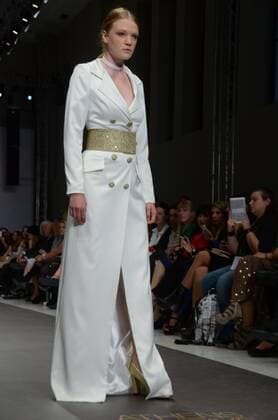 Greece: Second day of 10th AXDW in Athens A model wears a creation of Olga Karaververi fashion designer. Second day of the 10th Athens Xclusive Designers Week fashion event in Athens with many Greek fashion designers showcasing their creations.  GeorgexPanagakis