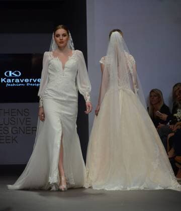 Greece: Second day of 10th AXDW in Athens A model wears a creation of Olga Karaververi fashion designer. Second day of the 10th Athens Xclusive Designers Week fashion event in Athens with many Greek fashion designers showcasing their creations.  GeorgexPanagakis