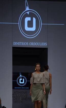 Greece: Second day of 10th AXDW in Athens A model wears a creation of Dimitrios Ordoulidis fashion designer. Second day of the 10th Athens Xclusive Designers Week fashion event in Athens with many Greek fashion designers showcasing their creations.  GeorgexPanagakis