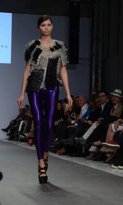 Greece: Second day of 10th AXDW in Athens A model wears a creation of Tassos Mitropoulos fashion designer. Second day of the 10th Athens Xclusive Designers Week fashion event in Athens with many Greek fashion designers showcasing their creations.  GeorgexPanagakis