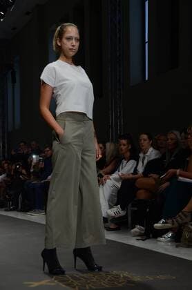 Greece: Second day of 10th AXDW in Athens A model wears a creation of Dimitrios Ordoulidis fashion designer. Second day of the 10th Athens Xclusive Designers Week fashion event in Athens with many Greek fashion designers showcasing their creations.  GeorgexPanagakis