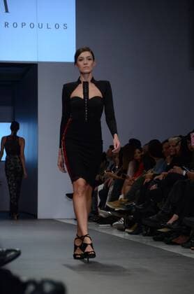 Greece: Second day of 10th AXDW in Athens A model wears a creation of Tassos Mitropoulos fashion designer. Second day of the 10th Athens Xclusive Designers Week fashion event in Athens with many Greek fashion designers showcasing their creations.  GeorgexPanagakis
