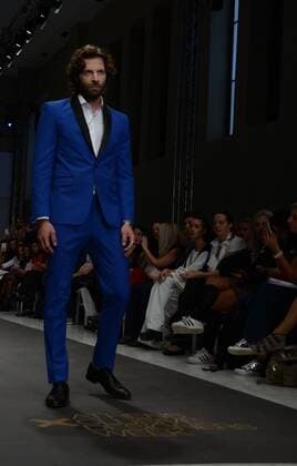 Greece: Second day of 10th AXDW in Athens A model wears a creation of Dimitrios Ordoulidis fashion designer. Second day of the 10th Athens Xclusive Designers Week fashion event in Athens with many Greek fashion designers showcasing their creations.  GeorgexPanagakis
