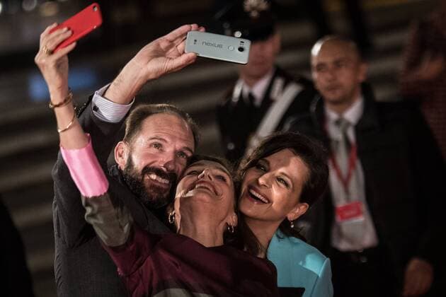 Rome: Red carpet the English Patient Ralph Fiennes, Kristin Scott Thomas and Juliette Binoche walk a red carpet for The English Patient - Il Paziente Inglese during the 11th Rome Film Festival at Auditorium Parco Della Musica.  AndreaxRonchini