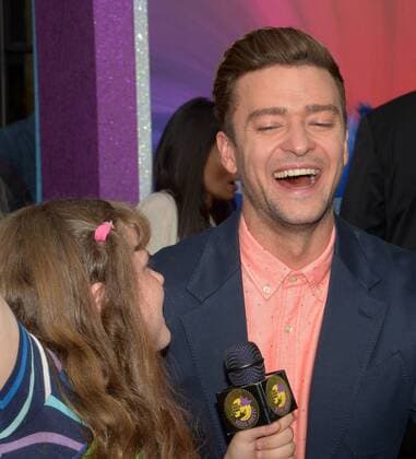 Cast member Justin Timberlake, the voice of Branch in the animated motion picture comedy Trolls is interviewed by Morgan Bertsch during the premiere of the film at the Regency Village Theater in the Westwood section of Los Angeles on October 23, 2016. Storyline: A troll princess and her companion, the one unhappy troll try to rescue her friends from being eaten by their nemeses.  LAP2016102315 JIMxRUYMEN