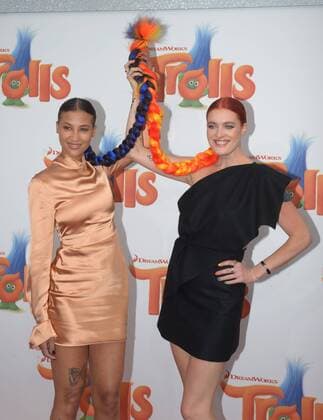 Aino Jawo and Caroline Hjelt attend the premiere of the animated motion picture comedy Trolls at the Regency Village Theater in the Westwood section of Los Angeles on October 23, 2016. Storyline: A troll princess and her companion, the one unhappy troll try to rescue her friends from being eaten by their nemeses.  LAP2016102327 JIMxRUYMEN