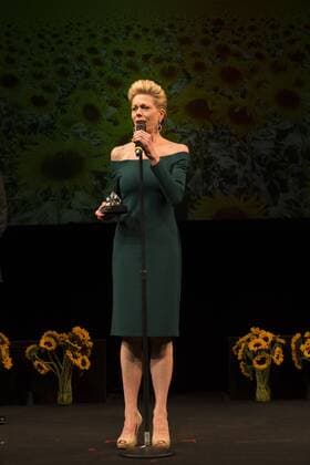 US: Nothing Like A Dame Marin Mazzie speaks during Nothing like a dame benefit actors fund women health and honor Marin Mazzie with Phyllis Newman Dame award  LevxRadin