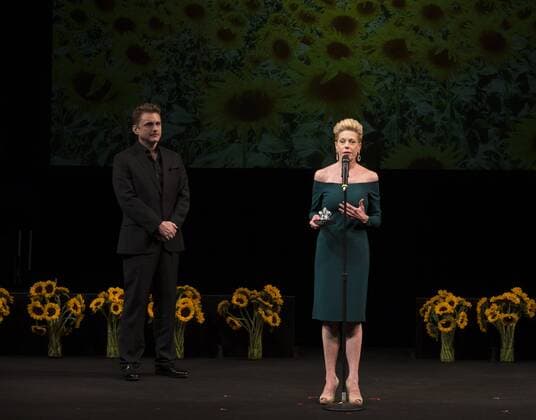 US: Nothing Like A Dame Marin Mazzie speaks during Nothing like a dame benefit actors fund women health and honor Marin Mazzie with Phyllis Newman Dame award  LevxRadin