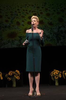 US: Nothing Like A Dame Marin Mazzie speaks during Nothing like a dame benefit actors fund women health and honor Marin Mazzie with Phyllis Newman Dame award  LevxRadin