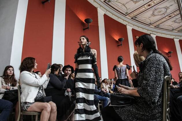 (161025) -- ATHENS, Oct. 25, 2016 -- Models present creations of Greek designer Vassilis Zoulias during the Athens Xclusive Designers Week at Zappeion exhibition hall on Oct. 22, 2016. The event celebrated its 10-year anniversary in Greece. ) (zxj) GREECE-ATHENS-FASHION LefterisxPartsalis 