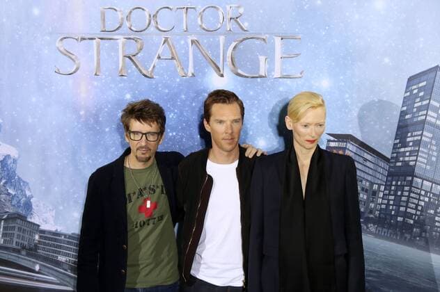 Scott Derrickson, Benedict Cumberbatch und Tilda Swinton beim Photocall zum Kinofilm Doctor Strange im Soho House. Berlin, 26.10.2016 Foto:xA.xBuggex xFuturexImage