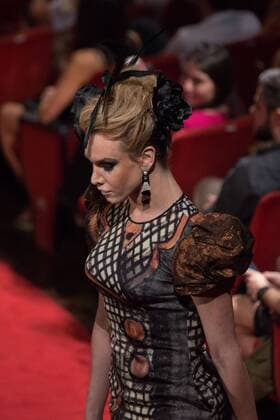 October 26, 2016 - Sao Paulo, Brazil - Model presents creation by Ronaldo Fraga, during the Sao Paulo Fashion Week, winter 2017 edition, this Wednesday , in Sao Paulo, Brazil. The parade was performed by transgender models. Sao Paulo Brazil - ZUMAl146 20161026_zaf_l146_002