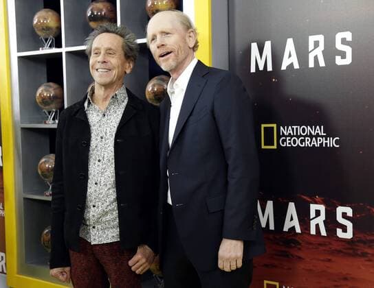 Brian Grazer and Ron Howard arrive on the red carpet at the National Geographic Channel MARS New York Premiere on October 26, 2016 in New York City  NYP20161026118 JOHNxANGELILLO