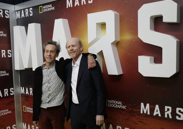Brian Grazer and Ron Howard arrive on the red carpet at the National Geographic Channel MARS New York Premiere on October 26, 2016 in New York City  NYP20161026131 JOHNxANGELILLO
