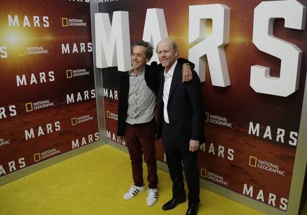 Brian Grazer and Ron Howard arrive on the red carpet at the National Geographic Channel MARS New York Premiere on October 26, 2016 in New York City  NYP20161026139 JOHNxANGELILLO