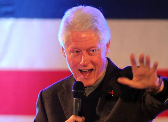 President Bill Clinton surprises the fans of Jon Bon Jovi by arriving at the end of his performance at a pro-Hillary Clinton concert at the Soldiers & Sailors Memorial Hall and Museum in Oakland area of Pittsburgh on October 27, 2016.  PIT2016102708 ARCHIExCARPENTER
