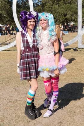 October 29, 2016 - New Orleans, Louisiana, U.S - Female music fans dress for Halloween at the Voodoo Music + Arts Experience in New Orleans, Louisiana New Orleans U.S. - ZUMAs135 20161029_zap_s135_006