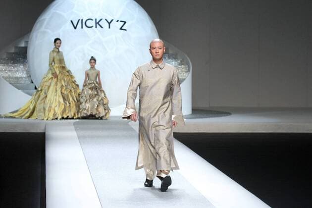 BEIJING, CHINA - OCTOBER 29: Actor Ren Zhong showcases designs on the runway at Vicky Zhang Collection during the Mercedes-Benz China Fashion Week Spring Summer 2017 at the Banquet Hall of Beijing Hotel on October 29, 2016 in Beijing, China.  CFP494616477