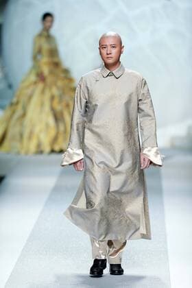 BEIJING, CHINA - OCTOBER 29: Actor Ren Zhong showcases designs on the runway at Vicky Zhang Collection during the Mercedes-Benz China Fashion Week Spring Summer 2017 at the Banquet Hall of Beijing Hotel on October 29, 2016 in Beijing, China.  CFP494616495