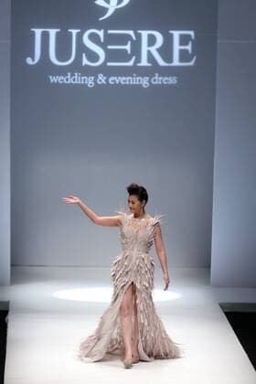 BEIJING, CHINA - OCTOBER 29: Actress Kathy Chow showcases designs on the runway at Jusere collection during the Mercedes-Benz China Fashion Week Spring Summer 2017 at 751D Park on October 29, 2016 in Beijing, China.  CFP494621761