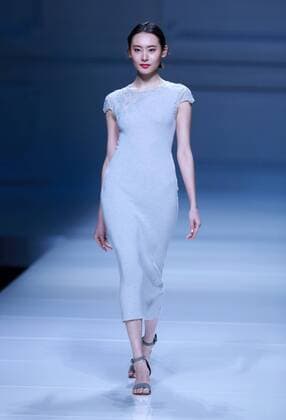 BEIJING, CHINA - OCTOBER 30: A model showcases designs on the runway at Snow Lotus collection by Tanya Wang during the Mercedes-Benz China Fashion Week Spring Summer 2017 at Banquet Hall of Beijing Hotel on October 30, 2016 in Beijing, China.  CFP494679702