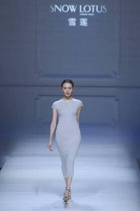 BEIJING, CHINA - OCTOBER 30: A model showcases designs on the runway at Snow Lotus collection by Tanya Wang during the Mercedes-Benz China Fashion Week Spring Summer 2017 at Banquet Hall of Beijing Hotel on October 30, 2016 in Beijing, China.  CFP494701522