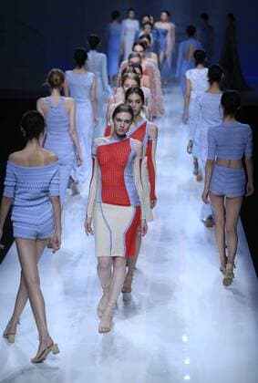 BEIJING, CHINA - OCTOBER 30: Models showcase designs on the runway at Snow Lotus collection by Tanya Wang during the Mercedes-Benz China Fashion Week Spring Summer 2017 at Banquet Hall of Beijing Hotel on October 30, 2016 in Beijing, China.  CFP494701518