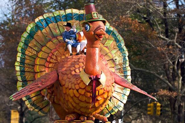November 27, 2008: The Tom Turkey float with two pilgrims aboard. .The Macy s Thanksgiving Day Parade in New York City, NY. Richey Miller CSM - ZUMAcm9_ 20081127_zaf_cm9_003