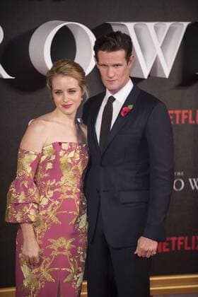 The Crown World Premiere London, UK. Matt Smith and Claire Foy at the World Premiere of new Netflix Original series The Crown at Odeon Leicester Square on November 1, 2016 in London, England. LMK386 -61210-021116 