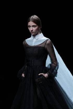 BEIJING, CHINA - NOVEMBER 01: A model showcases designs on the runway at AM.IXAM collection by Ma Ying during the Mercedes-Benz China Fashion Week Spring Summer 2017 at Banquet Hall of Beijing Hotel on November 1, 2016 in Beijing, China.  CFP494828340