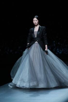 BEIJING, CHINA - NOVEMBER 01: A model showcases designs on the runway at AM.IXAM collection by Ma Ying during the Mercedes-Benz China Fashion Week Spring Summer 2017 at Banquet Hall of Beijing Hotel on November 1, 2016 in Beijing, China.  CFP494828342