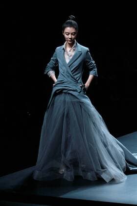 BEIJING, CHINA - NOVEMBER 01: A model showcases designs on the runway at AM.IXAM collection by Ma Ying during the Mercedes-Benz China Fashion Week Spring Summer 2017 at Banquet Hall of Beijing Hotel on November 1, 2016 in Beijing, China.  CFP494828351