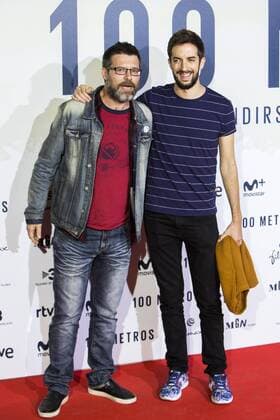 Queque and David Broncano during the premier of the film 100 METROS at Capitol Cinema in Madrid, Spain. November 02, 2016.  (20161102020)