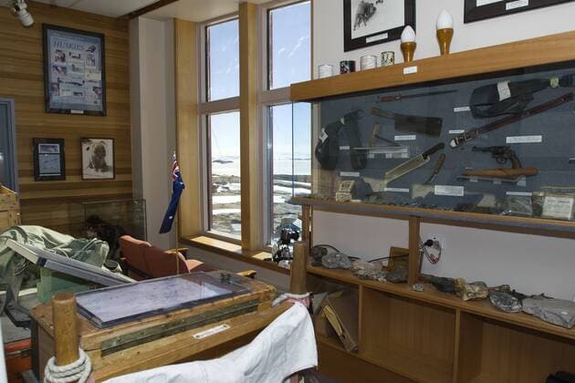 Antarctica, Far East Coast of Antarctica, Mawson Coast. Australian Mawson research station: the history room.  Copyright: xDaisyxGilardinix xDanitaxDelimont AN02 DGI0188