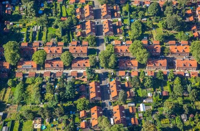 Oberhausen-Osterfeld Stemmersberg, historische Arbeitersiedlung Gutehoffnungshütte und Zechensiedlung Zeche Osterfel, Zechenhäuser, Oberhausen, Ruhrgebiet, Nordrhein-Westfalen, Deutschland !ACHTUNGxMINDESTHONORARx60xEURO!
