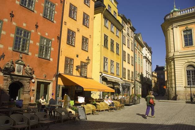 Sweden. Stockholm. Gamla Stan. Outdoor cafes in the Stortorget square.  Copyright: xIngerxHogstromx xDanitaxDelimont EU28 IHO0041