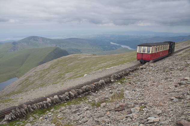 Snowdon Mountain Railway and the Llaneberis Path near the Summit of Snowdon Mountain, Snowdonia, Wales, United Kingdom  Copyright: xRoddyxScheerx xDanitaxDelimont EU43 RSC0010