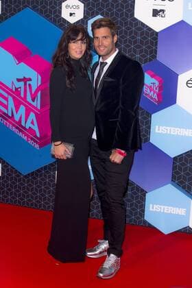 Nick Schilder and Kirsten Hofstee arrive at the MTV Europe Music Awards in Rotterdam, The Netherlands on November 6, 2016.  ROT20161106816 SVENxHOOGERHUIS