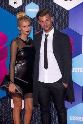 Monja Van de Veire and Wayne arrive at the MTV Europe Music Awards in Rotterdam, The Netherlands on November 6, 2016.  ROT20161106817 SVENxHOOGERHUIS