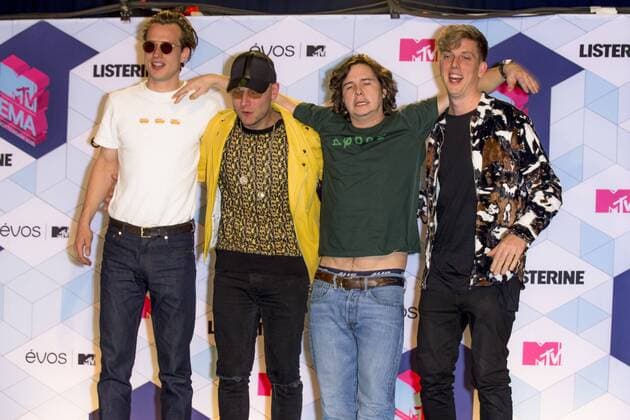 The members of Lukas Graham arrive in the photo room during the MTV Europe Music Awards in Rotterdam, The Netherlands on November 6, 2016.  ROT20161106909 SVENxHOOGERHUIS
