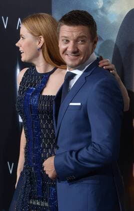 Cast members Amy Adams and Jeremy Renner attend the premiere of the motion picture sci-fi thriller Arrival at the Regency Village Theatre in the Westwood section of Los Angeles on November 6, 2016. Storyline: When mysterious spacecraft touch down across the globe, an elite team - led by expert linguist Louise Banks (Amy Adams) - are brought together to investigate. As mankind teeters on the verge of global war, Banks and the team race against time for answers - and to find them, she will take a chance that could threaten her life, and quite possibly humanity.  LAP2016110621 JIMxRUYMEN