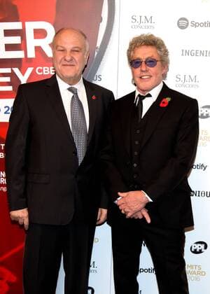 English performing arts promoter Harvey Goldsmith and English singer Roger Daltrey attending the Music Industry Trusts Award, at Grosvenor House in London. NOVEMBER 7th 2016  DFLx163483