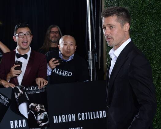 Cast member Brad Pitt attends the premiere of the motion picture romantic war thriller Allied at the Regency Village Theatre in the Westwood section of Los Angeles. Storyline: In 1942, an intelligence officer in North Africa encounters a female French Resistance fighter on a deadly mission behind enemy lines. When they reunite in London, their relationship is tested by the pressures of war.  LAP2016110948 JIMxRUYMEN