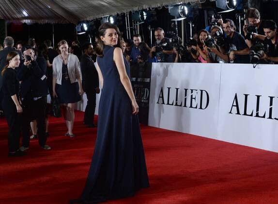 Cast member Marion Cotillard attends the premiere of the motion picture romantic war thriller Allied at the Regency Village Theatre in the Westwood section of Los Angeles. Storyline: In 1942, an intelligence officer in North Africa encounters a female French Resistance fighter on a deadly mission behind enemy lines. When they reunite in London, their relationship is tested by the pressures of war.  LAP2016110952 JIMxRUYMEN