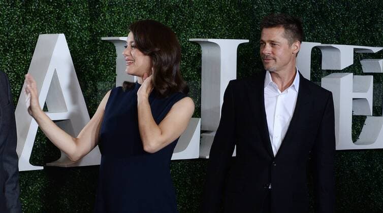 Cast members Marion Cotillard and Brad Pitt attend the premiere of the motion picture romantic war thriller Allied at the Regency Village Theatre in the Westwood section of Los Angeles. Storyline: In 1942, an intelligence officer in North Africa encounters a female French Resistance fighter on a deadly mission behind enemy lines. When they reunite in London, their relationship is tested by the pressures of war.  LAP2016110956 JIMxRUYMEN