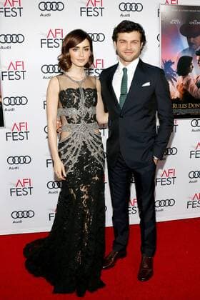 Lily Collins und Alden Ehrenreich bei der Rules Don t Apply Filmpremiere im Rahmen der Opening Night vom AFI Fest am 10.11.2016 in Los Angeles AFI FEST 2016 Presented By Audi - Opening Night - Premiere of Rules Don t Apply in Hollywood, Los Angeles 